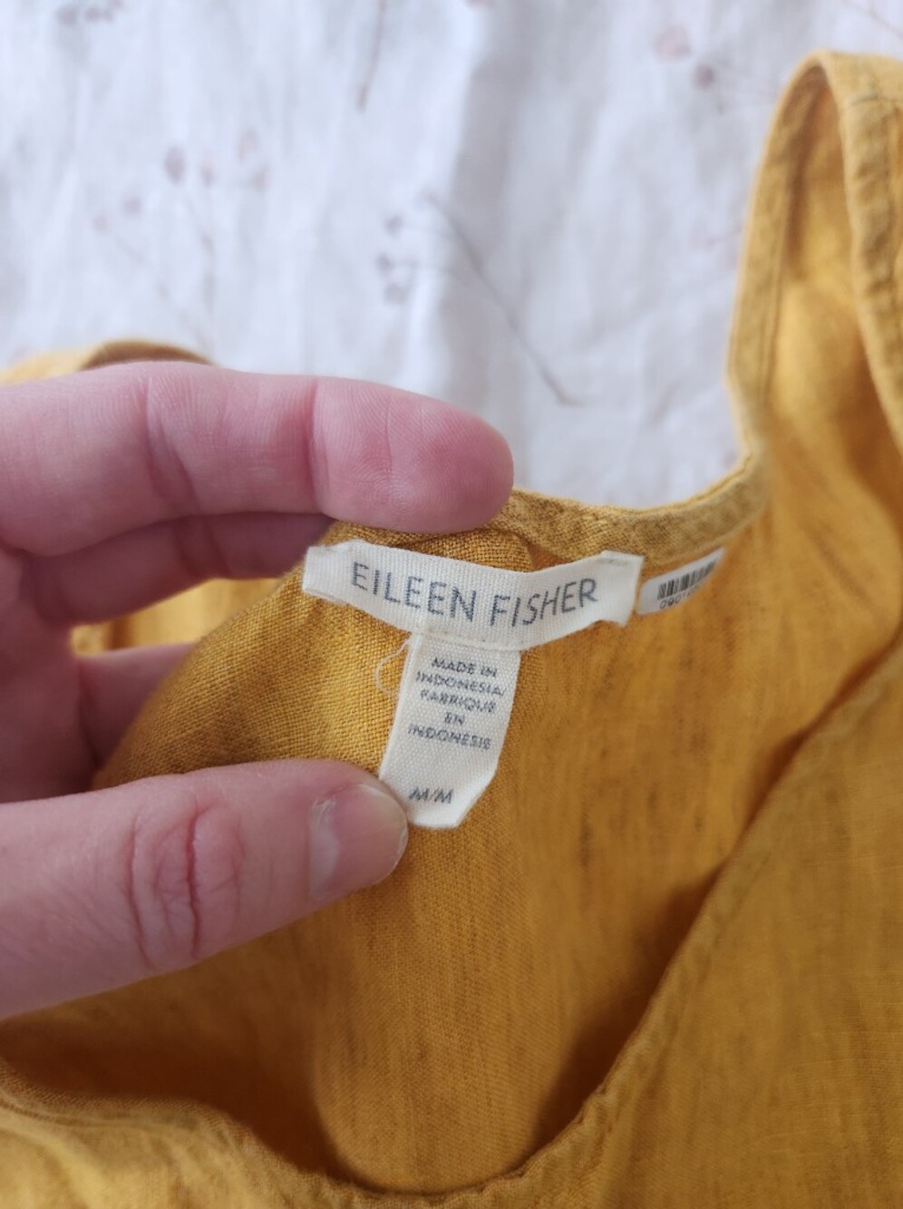 eileen fisher yellow linen tiered midi shift dress medium - Picture 2 of 5